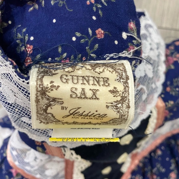 Vintage 1970's Gunne Sax Jessica Prairie Boho Festival Lace‎ Floral Dress Sz 11 - Picture 8 of 12